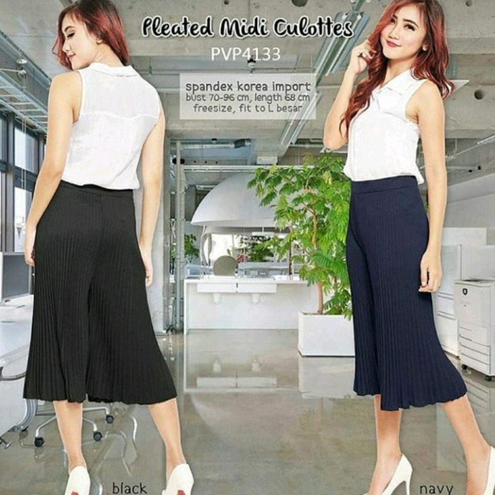 NUZ Celana Plisket Pendek / Kulot Prisket 3/4 Payung / Pleates Pants