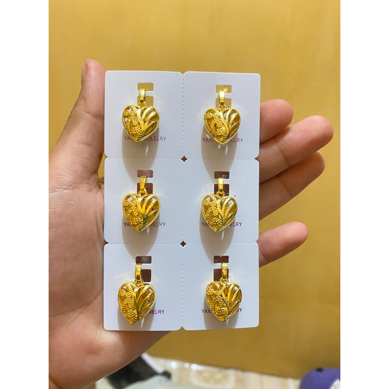 Liontin love ukir tipe 3 / warna 24k lapis emas