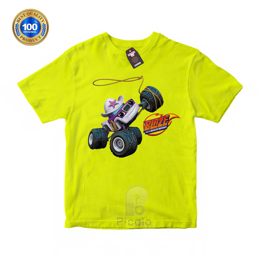 (FREE NAMA) BAJU KAOS ATASAN ANAK MOTIF KARTUN BLAZE AND THE MONSTER UNISEX Bahan COTTUN