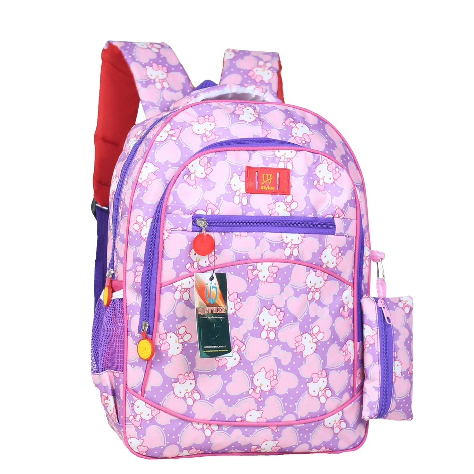 Tas Ransel Anak Perempuan TK SD  Hello Kitty Pony Unicorn Style Tas Sekolah Import Bonus Tempat Pensil Raincover Ukuran Compact Ngaji Les TPA TPQ Keren Cantik Ransel Backpack Gendong Cewek Unicorn Kuda Hello Kitty Pony Lucu Imut