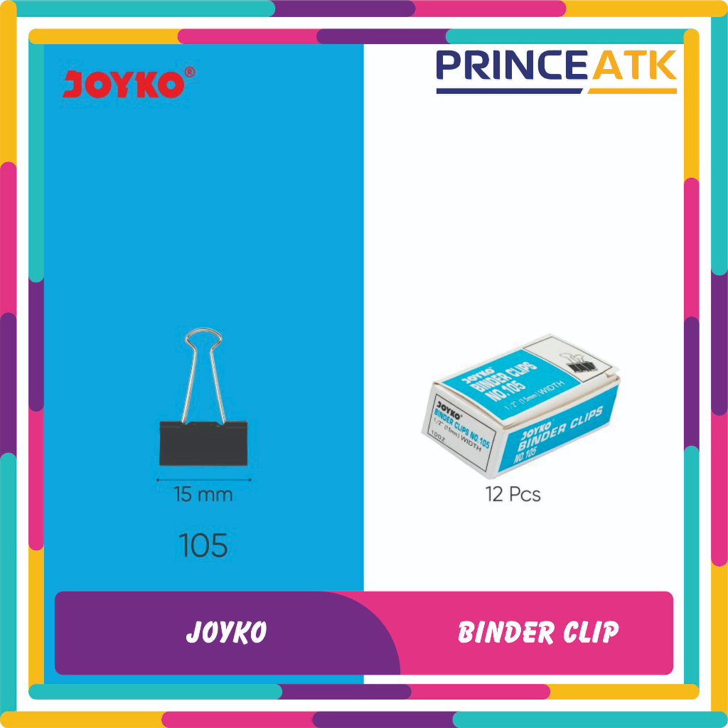 

[12 PCS] JOYKO BINDER CLIP / PENJEPIT KERTAS JOYKO HITAM NOMOR 105