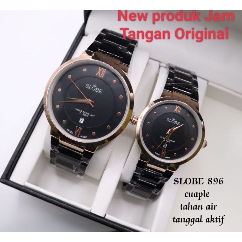 Jam Tangan Couple Original SLOBE9E /Jam Tangan Pasangan Anti Air Free Bok