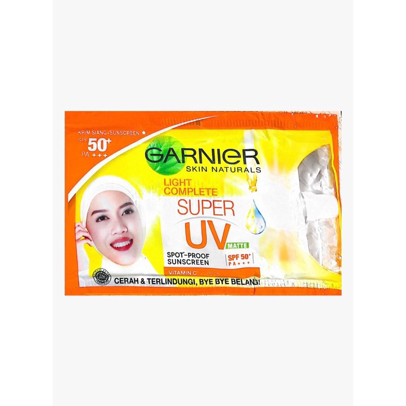 Garnier light complete sunscreen sachet pelindung wajah dari sinar matahari