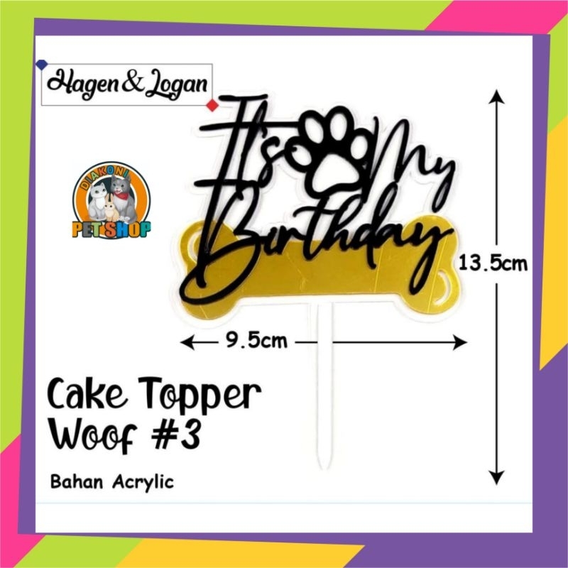 Cake Topper Dog Acrylic Happy Birthday Tusukan Happy Birthday Kode #3