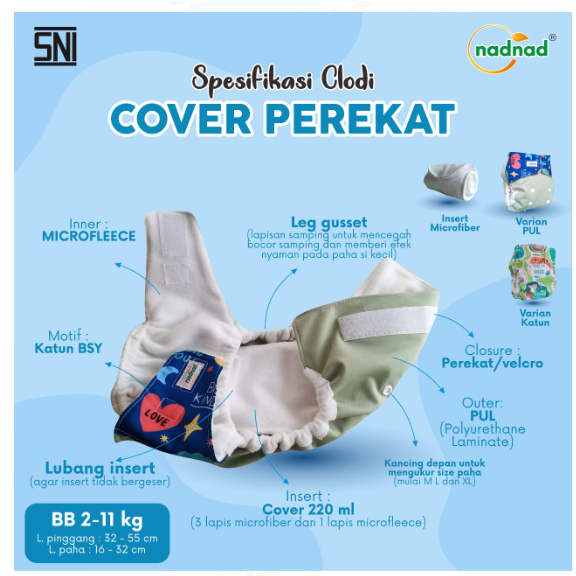 Grosir Clodi Kain Cuci Ulang Popok Clodi Nadnad By Sakina Cover Perekat (3-11kg) Celana ( 7-17kg)
