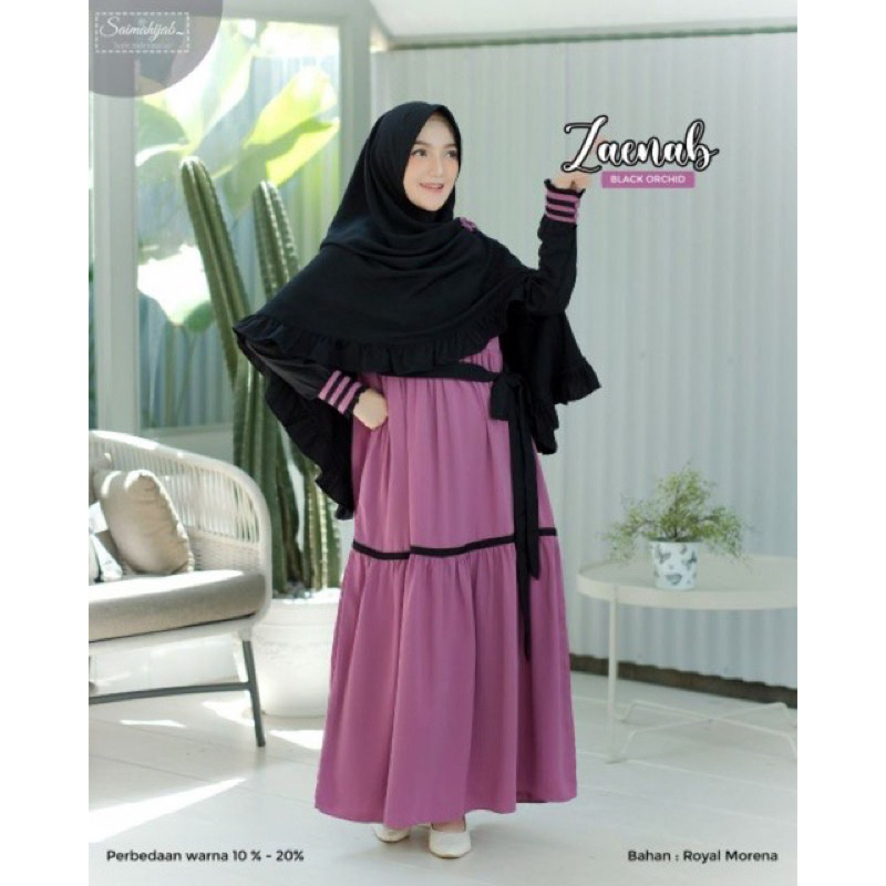 Zaenab syari by saima hijab Original ,Gamis terbaru,Nyaman dipakai