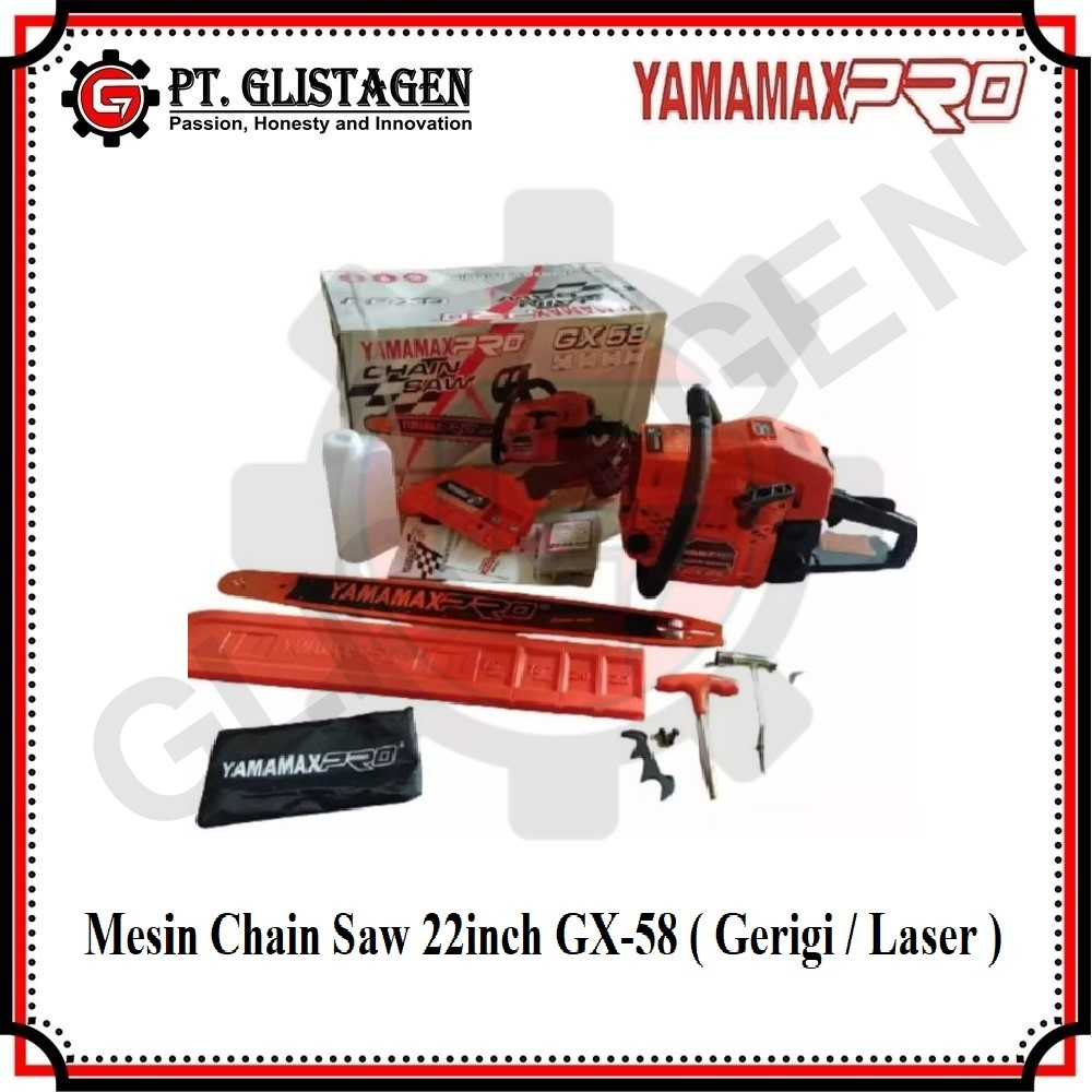 YAMAMAX PRO GX-58 Mesin Chainsaw 22inch ( GERIGI / LASER ) Mesin Gergaji Kayu Pohon Yamamax Pro GX-58