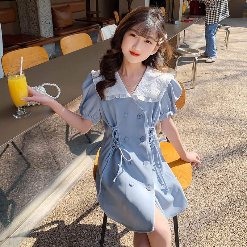 Dress Model Korea Anak Perempuan Pastel Blue