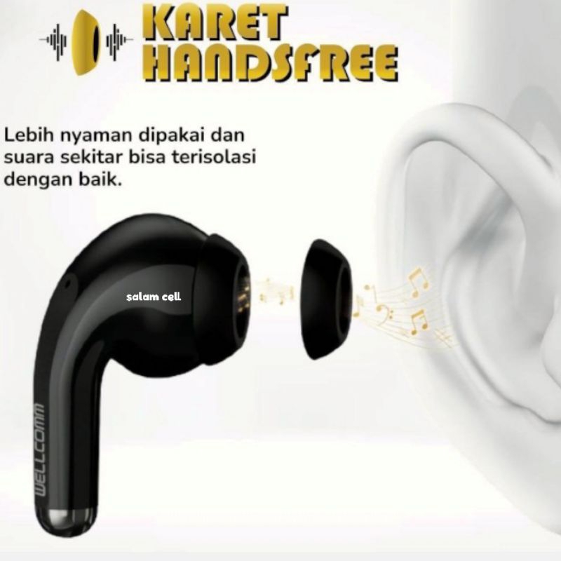 Headset Bluetooth TWS Wellcomm W01 Bluetoot V5.1 Playtime 28jam Original Garansi Resmi