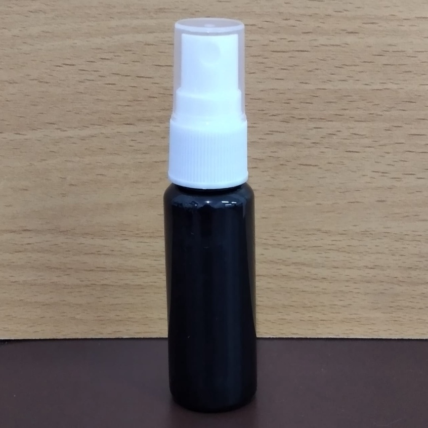 Botol plastik PET 20ml BR hitam tutup spray