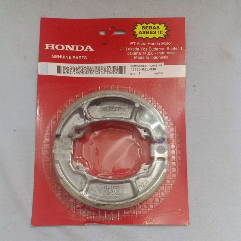 KAMPAS REM BELAKANG KODE KZL AHM HONDA ORIGINAL UNTUK BEAT VARIO SCOOPY BEAT FI SCOOPY FI VARIO FI