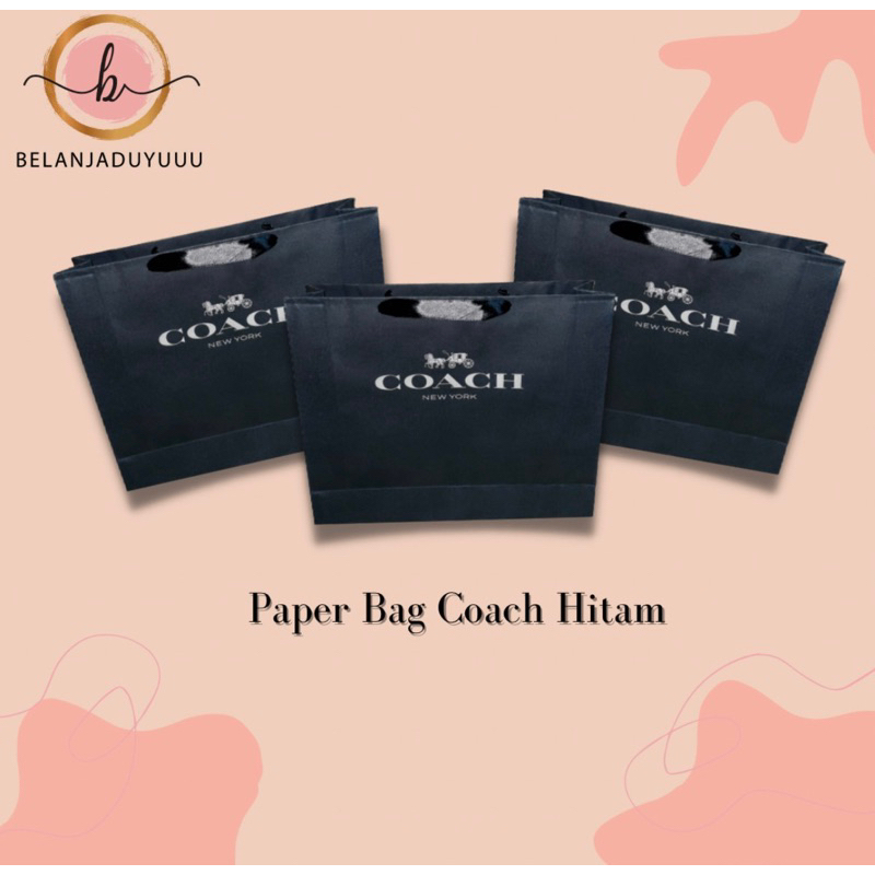 Paper Bag Coach Hitam Pembungkus Kado Tas Branded  (READY STOCK JKT )