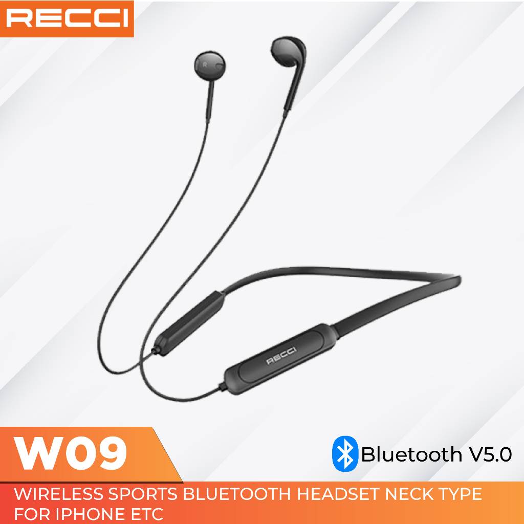 Earphone Headset Sport Wireless Bluetooth RECCI W09 Neck type