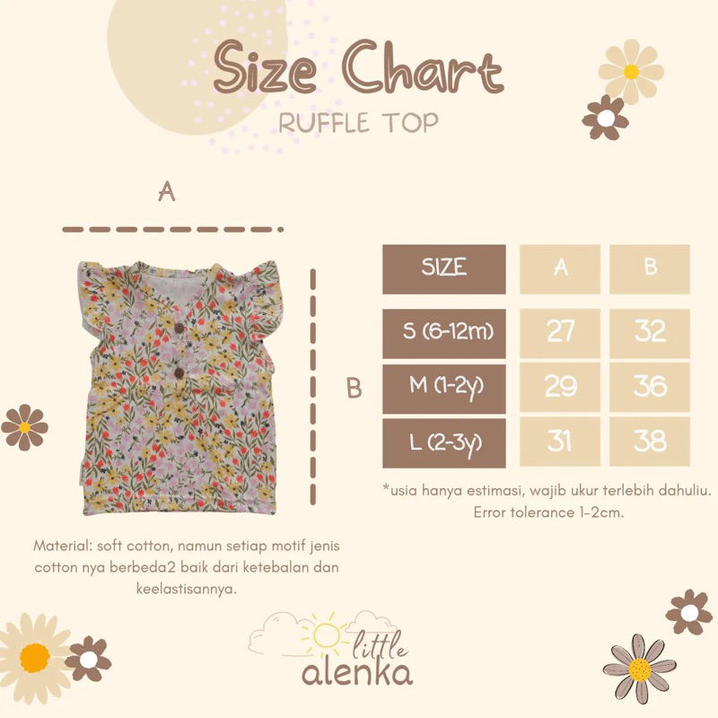 Alenka - Baby Short Ruffle Top / Atasan Kaos Bayi Anak Perempuan