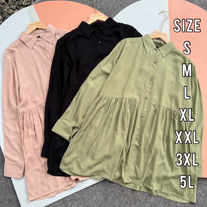 SHANUM SHIRT - Kemeja Jumbo - Kemeja Rayon - Size S M L XL XXL 3XL 5L