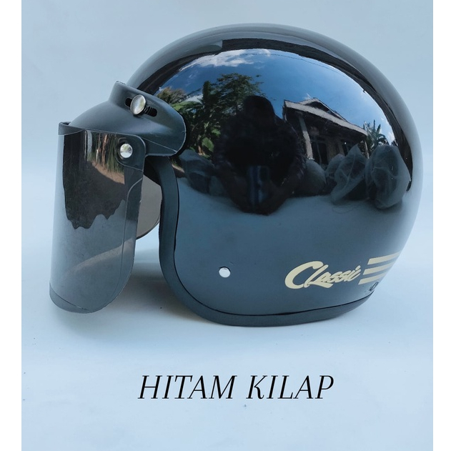 HELM CLASSIC FULL LEHER + KACA PACKING AMAN