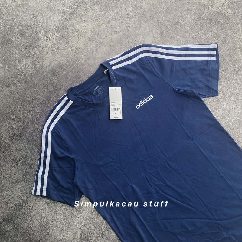 kaos adidas 3stripes blue original