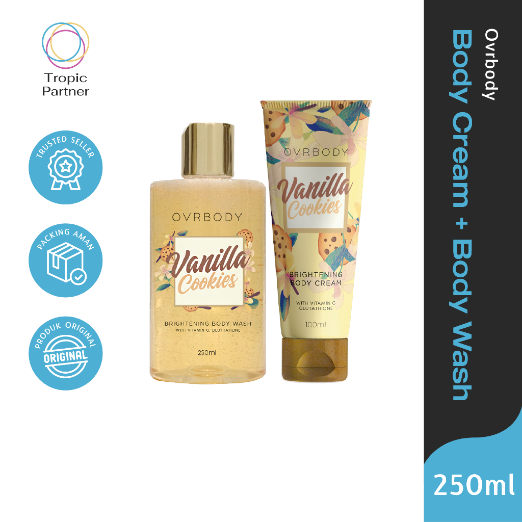 Perawatan Tubuh Mencerahkan - Ovrbody Vanilla Cookies Brightening Body Cream and Body Wash