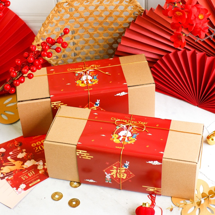 Hampers Imlek / CNY Hampers / Parcel Imlek - Oatmeal Cookies 3 Jar + FREE KARTU + TALI + VOUCHER + BUBBLE WRAP | LUCKYBITE