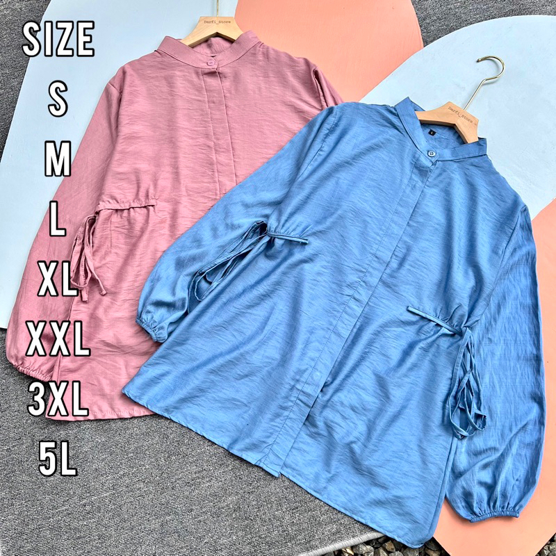 Metta Blouse - Blouse Jumbo - Size S M L XL XXL 3XL 5L - Kemeja Polo Linen