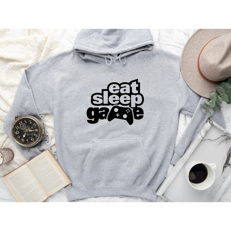 Jumper Hoodie Eat Sleep GameII Sweater Hoodie Trendy II Sweter Oblong Topi Size M - XL Anak &amp; Dewasa ( Pria &amp; Wanita )