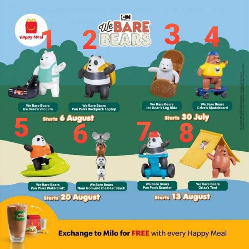(NEW) HAPPY MEAL WE BARE BEARS MCD MCDONALDS BARU SEGEL