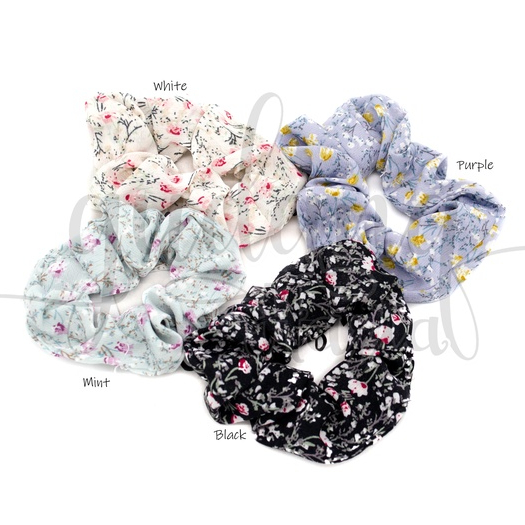 SCcrunchie Korean Petal Ikat Rambut Motif Bunga Kecil Kecil Hairband GH 200342