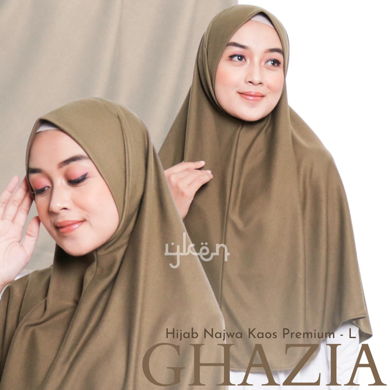 GHAZIA SIZE L - Hijab Najwa Instan Tanpa Pet Bahan Kaos TC Premium Size L by YKEN