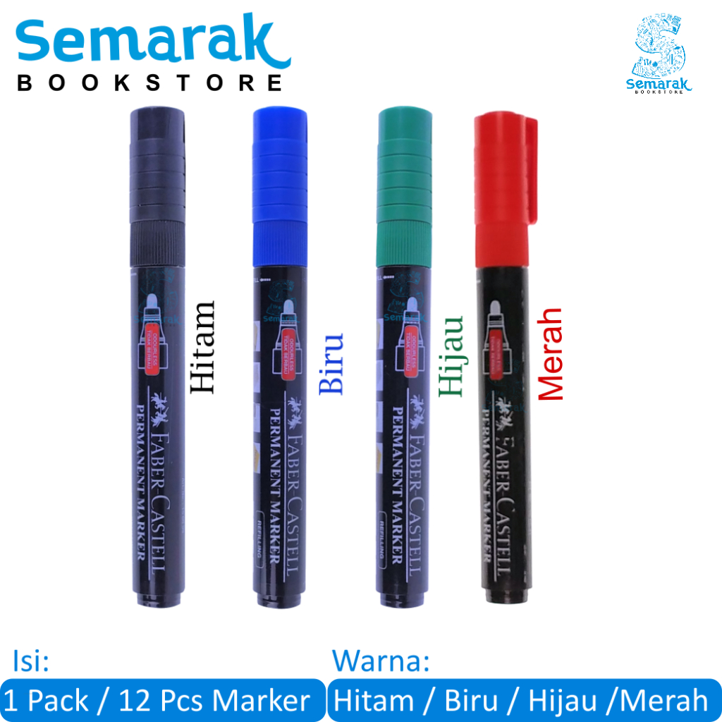 

Faber Castell Eco Permanent Marker - Hitam / Biru / Hijau [1 Pack / 12 Pcs]