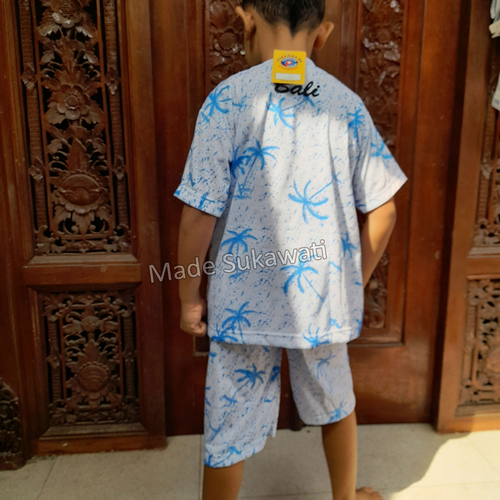 Setelan baju celana anak motif barong bali