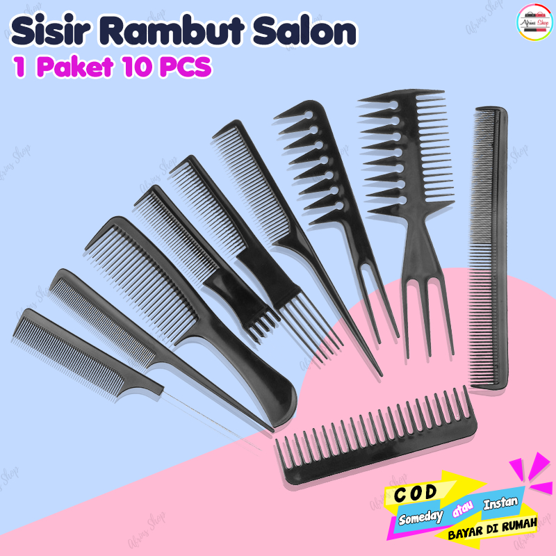 Paket Sisir Rambut Barber Shop 10 Set / Alat Cukur Rambut