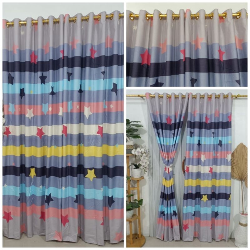 Gorden Lucu Motif Bintang Best Tirai Jendela Kamar Anak Motif Bintang Bahan Katun