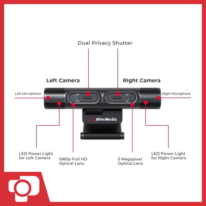 Avermedia PW313D DualCam Dual Camera Webcam Built-in Microphone