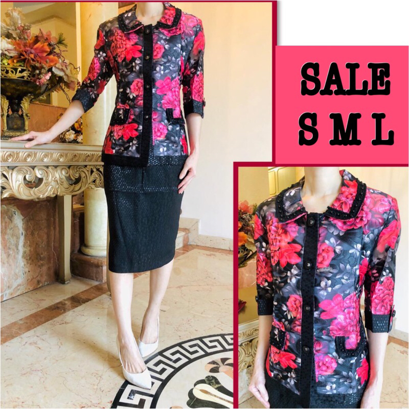 Setelan sister’s .Setelan blazer wanita motif bunga bahan premium organza dan jaquard. Set blazer wa