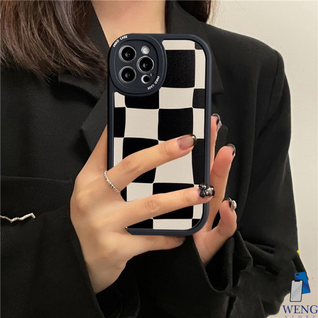 WENG Fnko Case Hitam Cream For Oppo A5S A12 A3S A5 2020 A15 A16 A16K A53 A54 A55 A57 A74 A95 A76 A96 A1K Realme C11 C31 C35 C2 C1