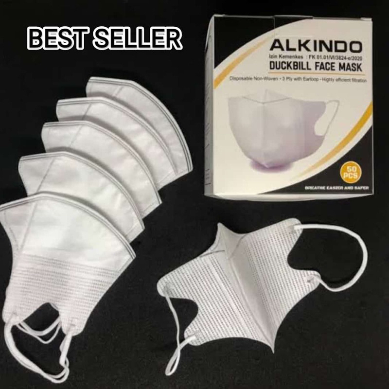 Masker Alkindo Duckbill Garis 3ply isi 50 pcs Facemask Murah Semarang