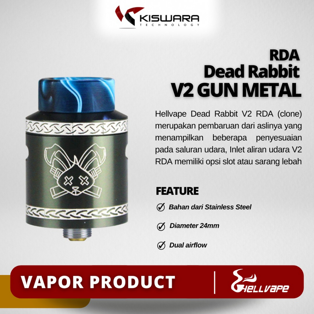 Dead Rabbit V2 RDA Atomizer - GUN METAL [Clone]