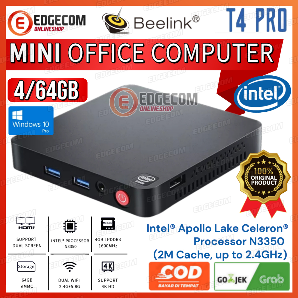 Mini PC Beelink T4 Pro RAM 4GB ROM 64GB Intel celeron N3350 Dual HDMI Windows 10