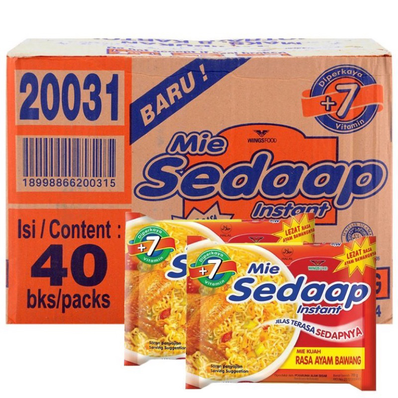 

SEDAAP MIE INSTANT AYAM BAWANG 70 gr 1 DUS ISI 40 pcs