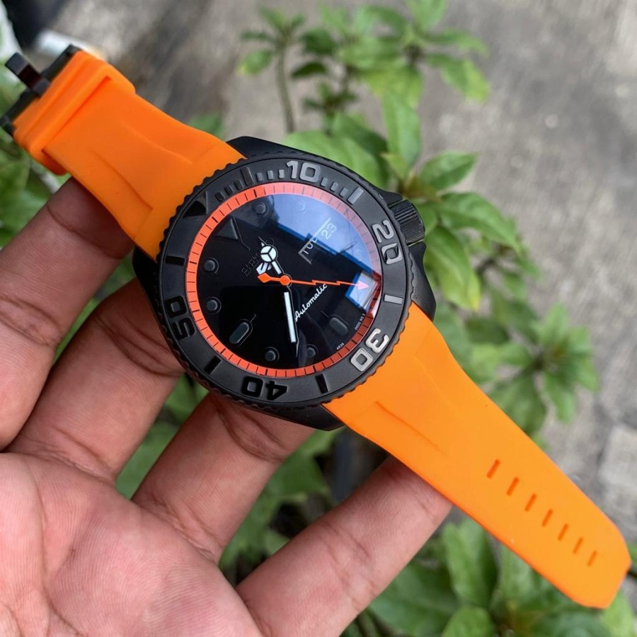 Mod Seiko Yacht Master NH35 Automatic Seiko Mod Rubber Orange