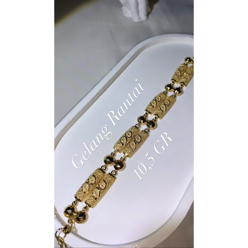 Gelang Rantai Bambu Ukir Double Kadar Emas 375%