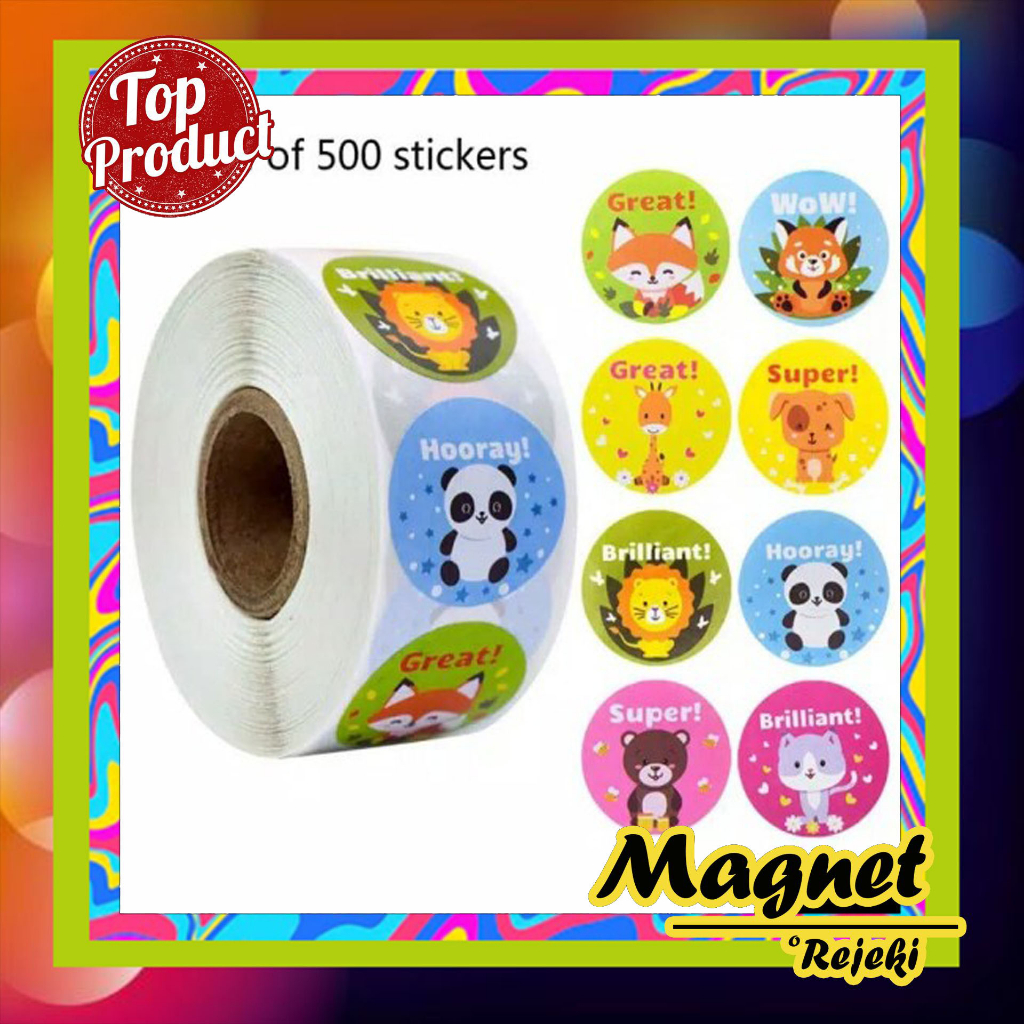 

( 1 roll isi 500pc Stiker ) Stiker Roll Karakter Lucu