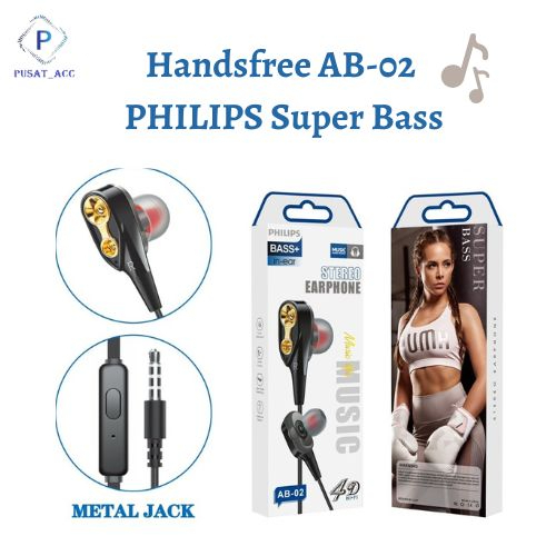 AB02 - Handsfree Philips + MIC hifi Extra Bass AB-02