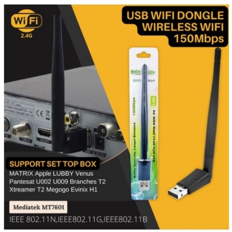 USB WIFI MT7601 - Dongle WiFi wireless Adapter MT7601 Untuk Set Top Box