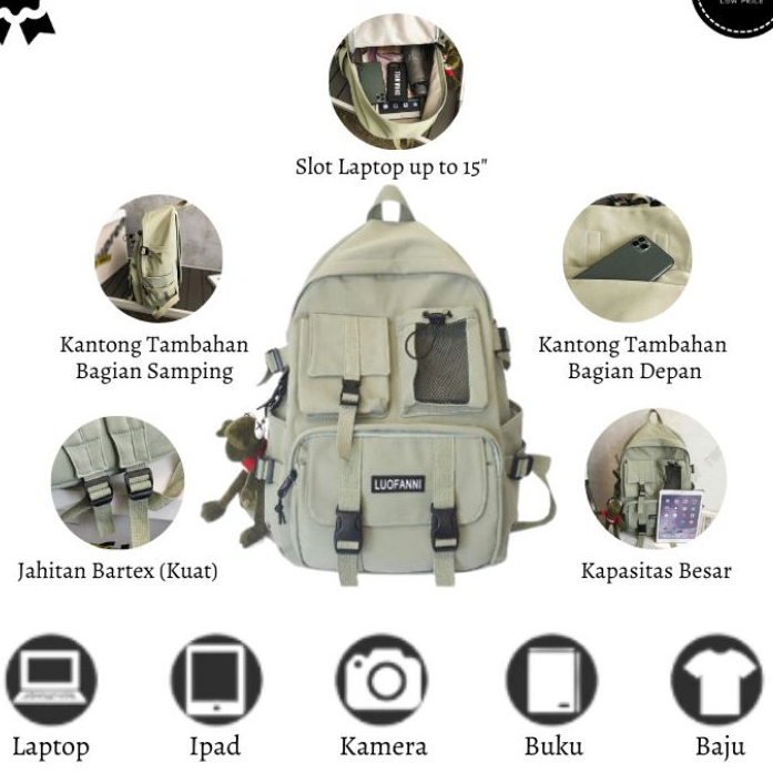 Tas ABG Korea Style Ransel Remaja Pria Wanita Backpack Fashion Korea Import Tas Sekolah SMP-SMA