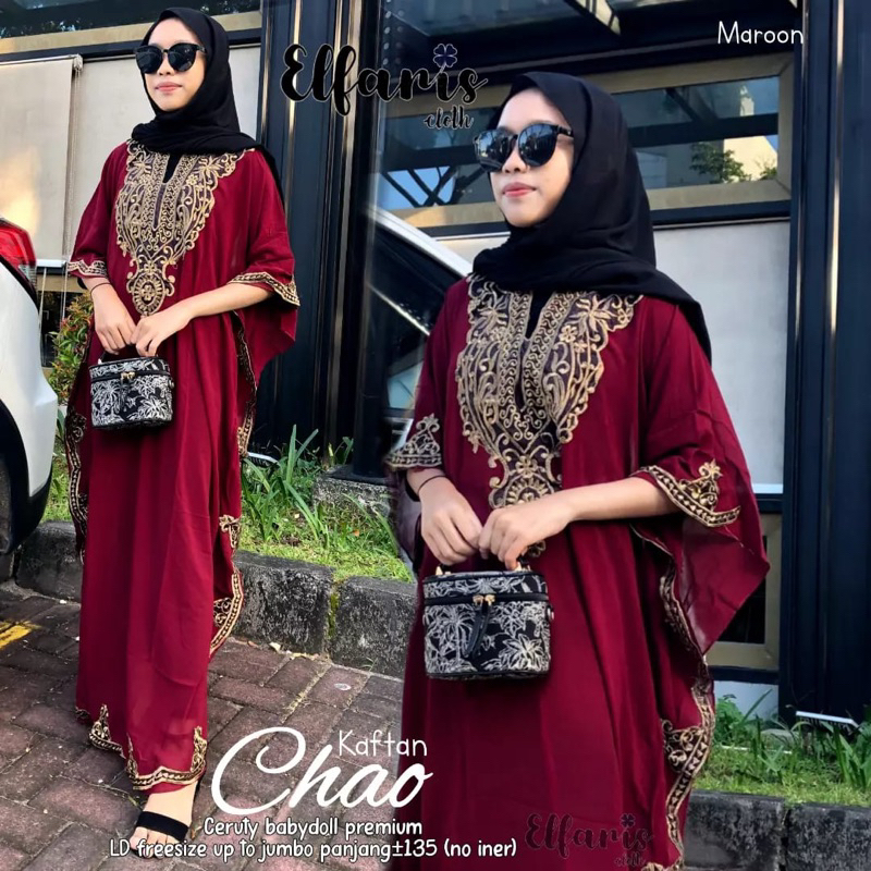 CHAO KAFTAN [COD] KAFTAN BORDIR PREMIUM-KAFTAN WANITA-KAFTAN KEKINIAN-FASHION WANITA-BAJU LEBARAN-BA