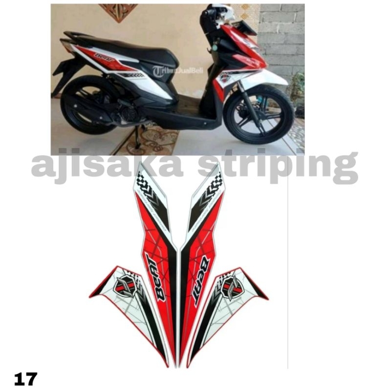 striping sticker beat fi 2017 putih merah