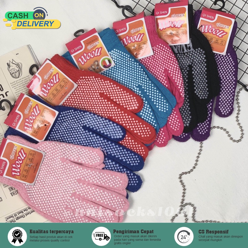 TERMURAH! Sarung tangan wanita antislip motif  motor rajut wool import kualitas premium