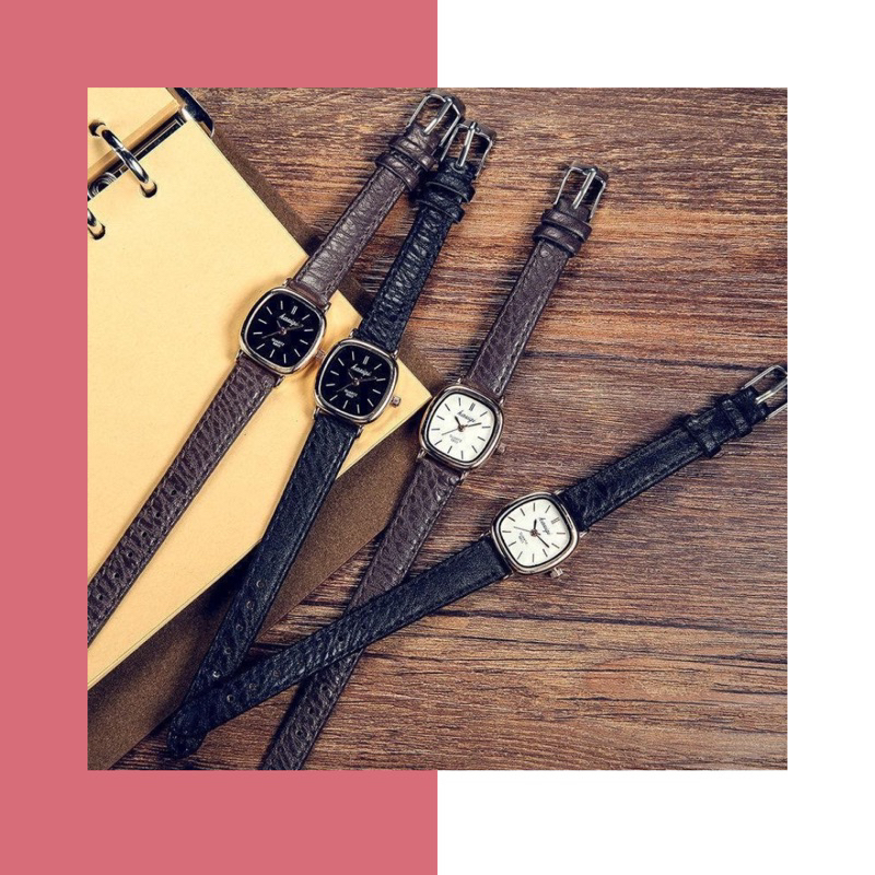 Jam Tangan Wanita / Pria Couple Polos Casual DIAL SEGI Fashion Analog Quartz Simple Strap Kulit Pu Leather