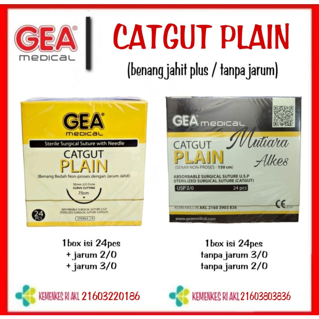 Catgut PLAIN GEA - Benang Jahit PLAIN - Benang Operasi PLAIN GEA